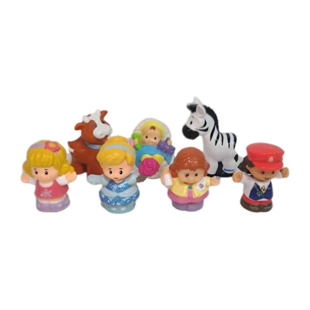 Fisher Price Little People Figures Animals Lot Princess Cow Zebra Baby 7 Pc Toys